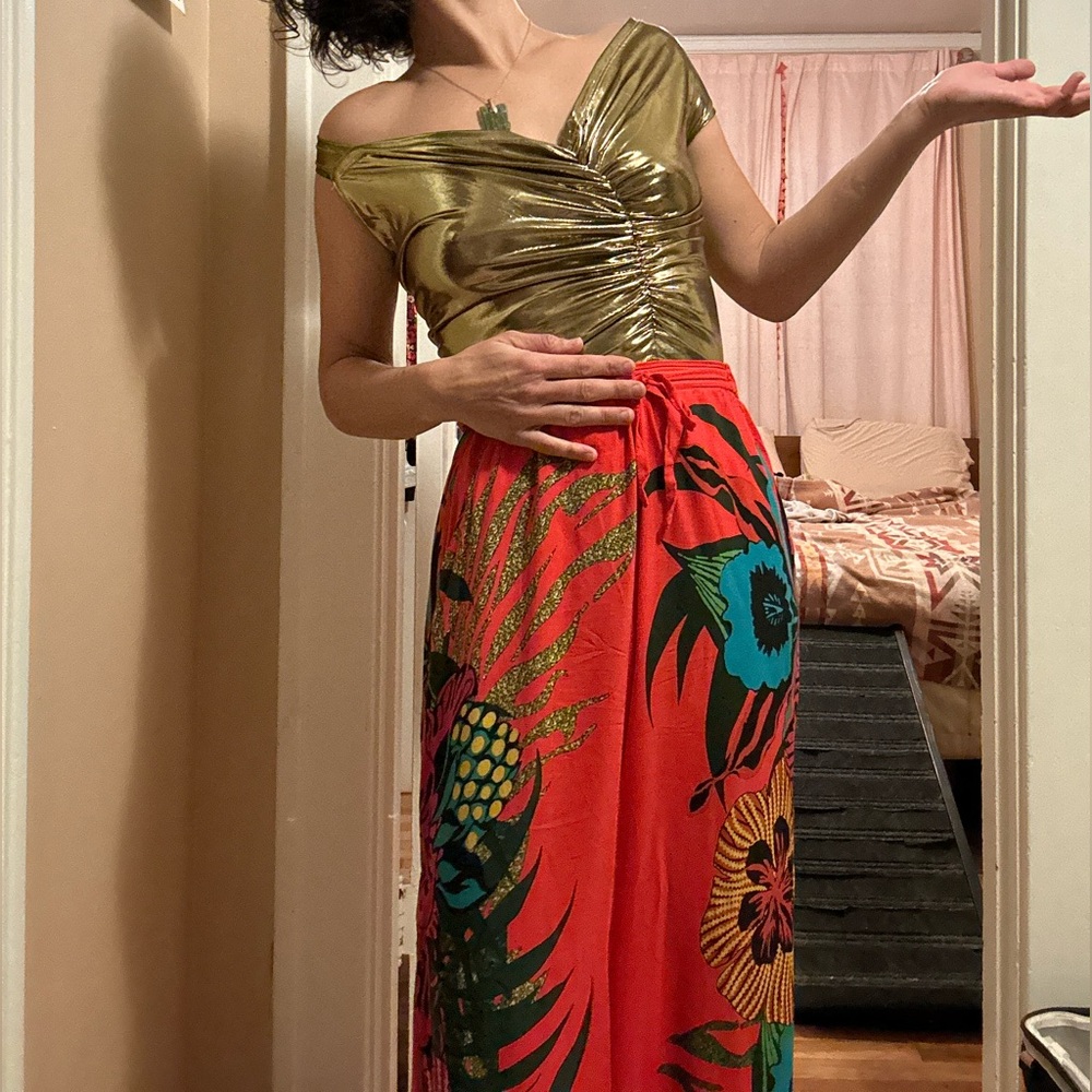 Desigual Red Pants with graphic florals